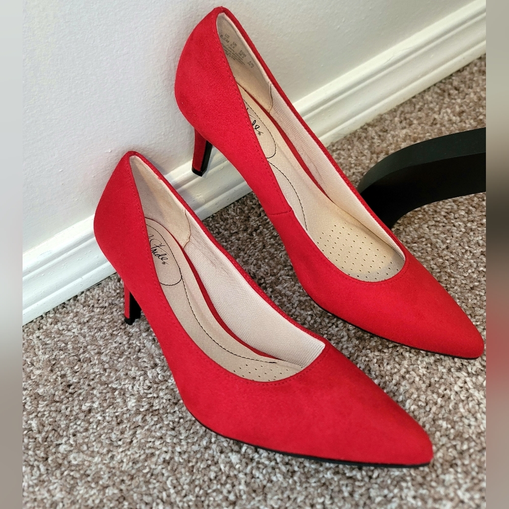 Life Stride "Soft Systems" Flex Sole SEVYN Red High Heels Women's Sz 8.5 - Picture 5 of 7